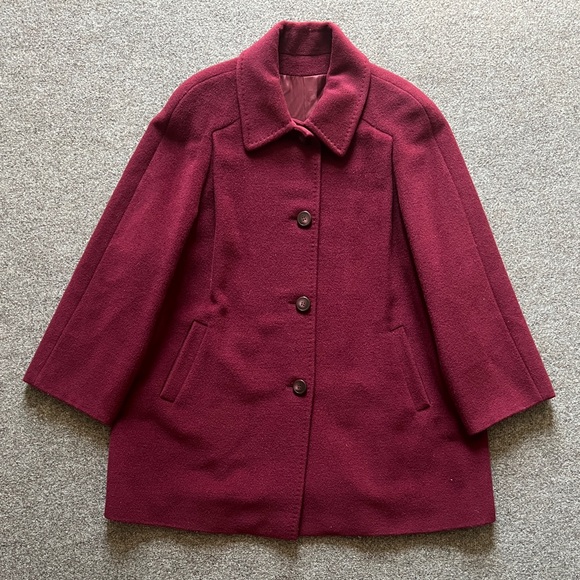 Vintage Lanificio G.B. Conte Maroon Red Italian Wool Coat Button Front Size L/XL - Picture 1 of 16